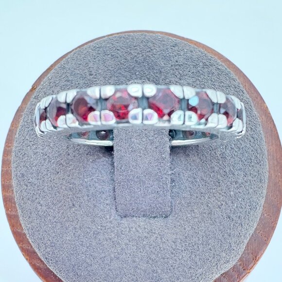 VTG Solid Sterling Silver 925 Synthetic Ruby Statement Ring Size 9 - Picture 1 of 8